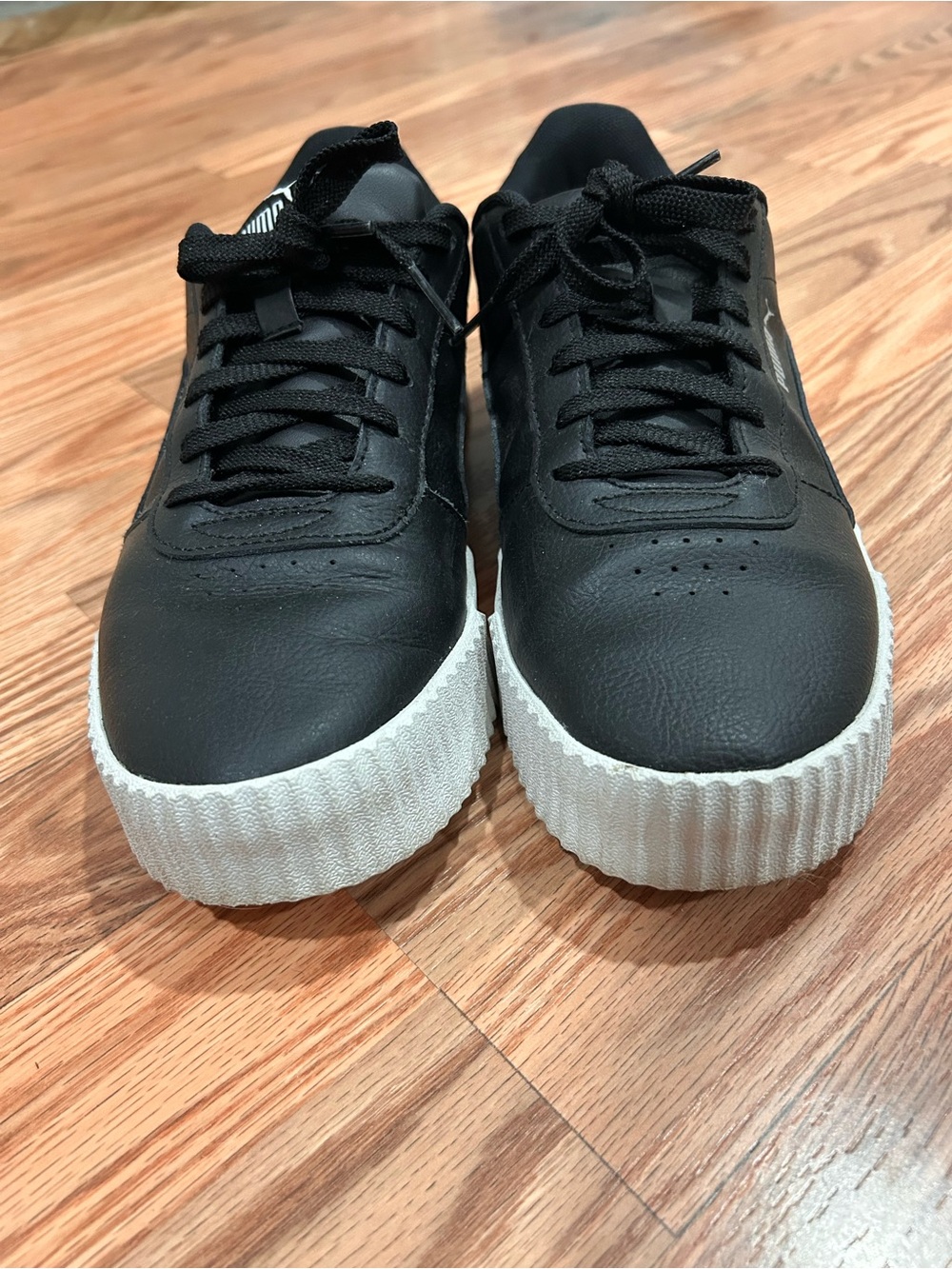 Puma Carina Black & White Platform Sneakers - Picture 3 of 5